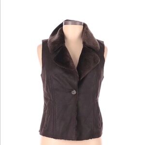 Charter Club size petite brown faux fur vest